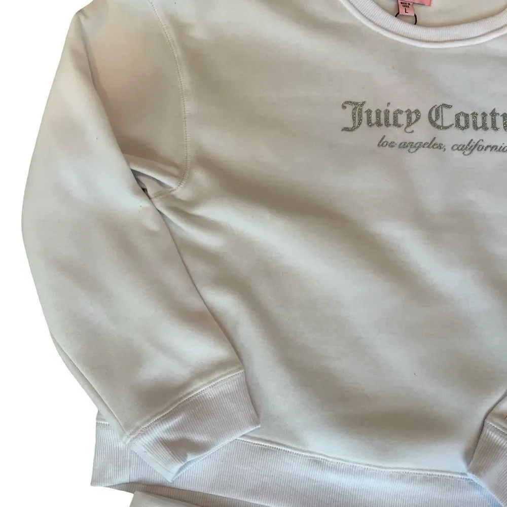 Juicy Couture Two piece fleece short set. Long sleeve with Juicy Logo